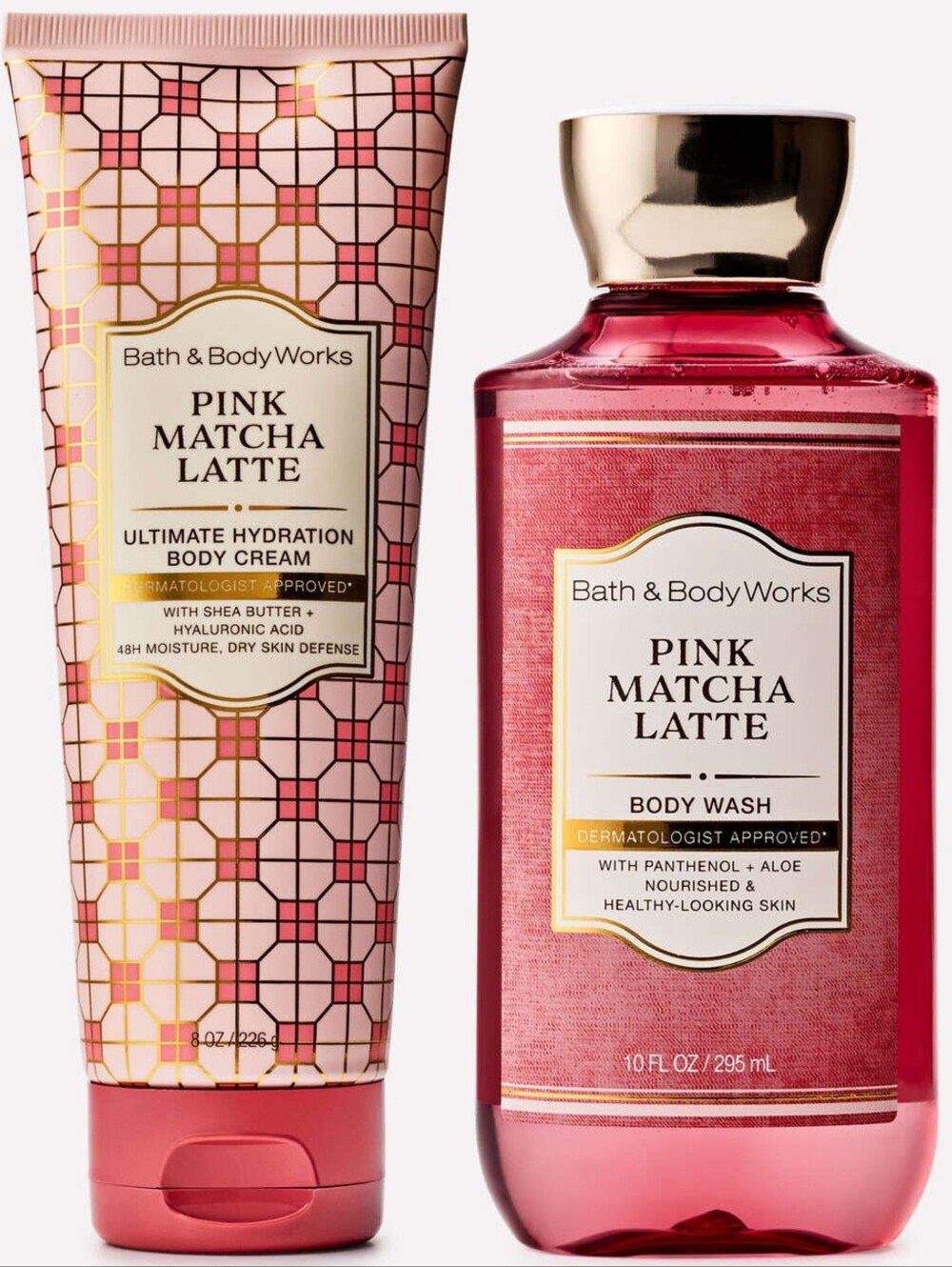 Bath & Body Works Pink Matcha Latte Hydrating Body Cream & Body Wash Set NEW